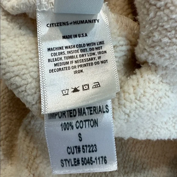 Citizens of Humanity COH Mock Neck Cream Beige Sweatshirt Small USA Made - Picture 11 of 14